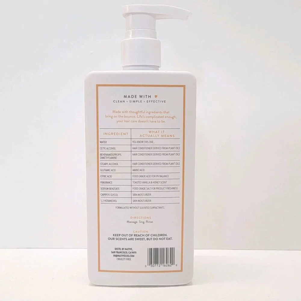 Native Volumizing Conditioner – Toasted Vanilla & Honey – 16.5 oz –Silicone Free